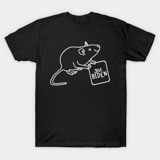 Minimal Line Drawing of Rat with Joe Biden Sign T-Shirt